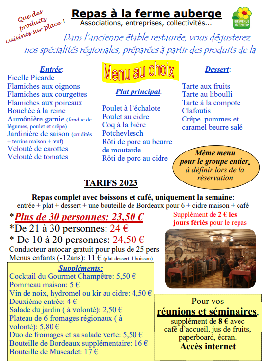 tarifs groupes 2023